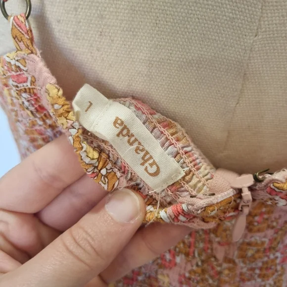 Ghanda Mia Multicolour Floral Linen Blend Tie Front Maxi Dress Size L - Picture 7 of 9